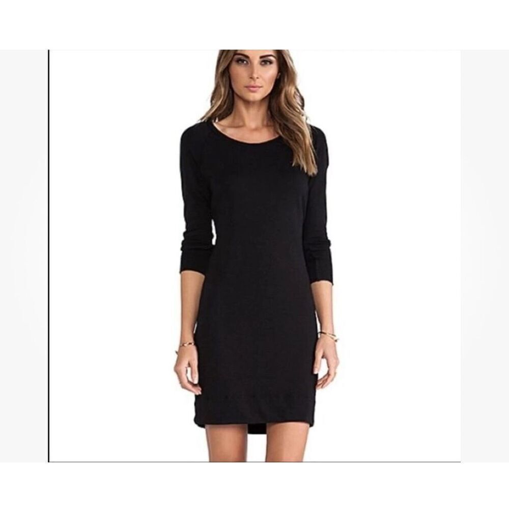 James Perse Black Sweatshirt Midi Dress size 2/M Capsule Wardrobe Minimalist